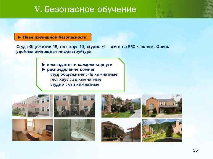 V. Безопасное обучение ▶ План жилищной безопасности Студ общежитие 15, гест хаус 13, студио