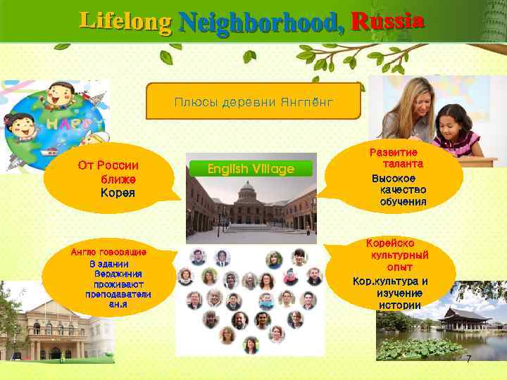Плюсы деревни Янгпёнг От России ближе Корея Англо говорящие В здании Верджиния проживают преподаватели