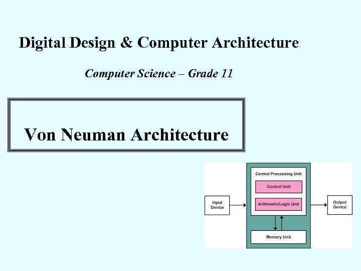 Digital Design & Computer Architecture Computer Science – Grade 11 Von Neuman Architecture 