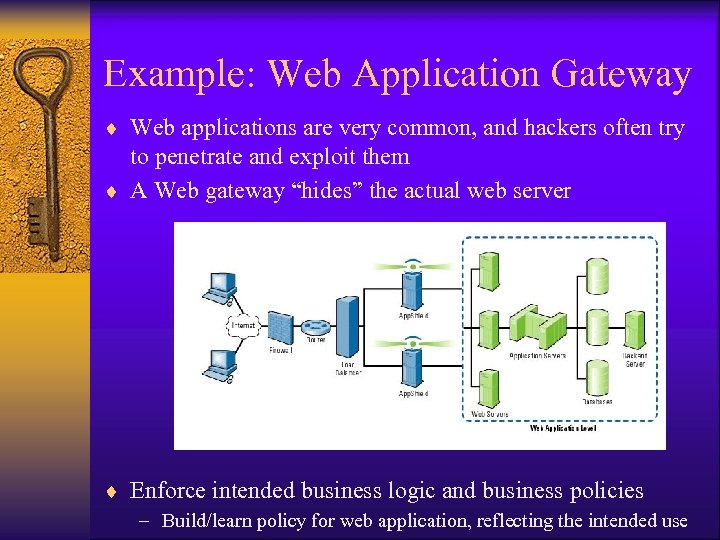 Example: Web Application Gateway ¨ Web applications are very common, and hackers often try