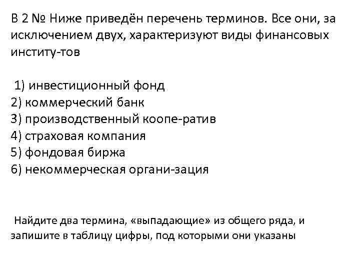 Ниже приведён перечень терминов все они за исключением двух. Финансовые термины список. Термины все за исключением 2 характеризуют издержки. Финансовый институт все понятия все понятия.