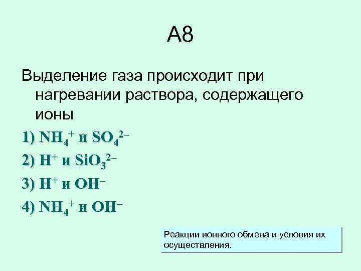 Выделение газа происходит в результате реакции