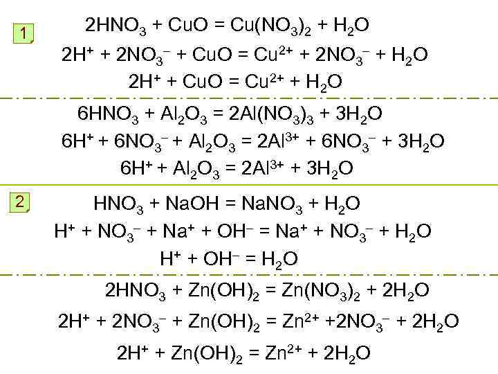 1 2 HNO 3 + Cu. O = Cu(NO 3)2 + H 2 O