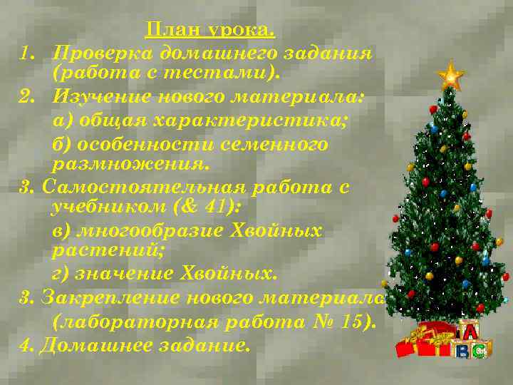 План урока. 1. Проверка домашнего задания (работа с тестами). 2. Изучение нового материала: а)