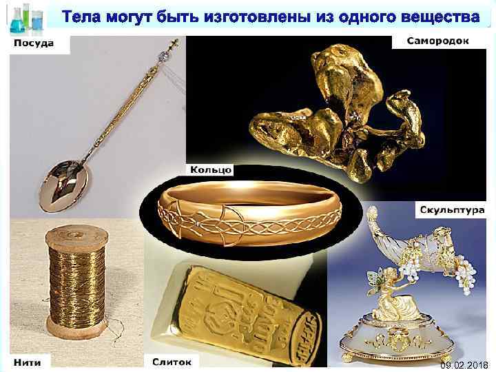 Тела могут быть изготовлены из одного вещества 09. 02. 2018 