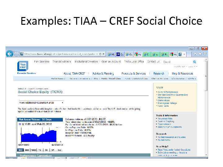 Examples: TIAA – CREF Social Choice 