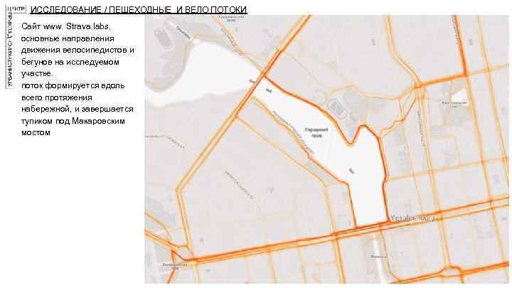 ИССЛЕДОВАНИЕ / ПЕШЕХОДНЫЕ И ВЕЛО ПОТОКИ Cайт www. Strava. labs. основные направления движения велосипедистов