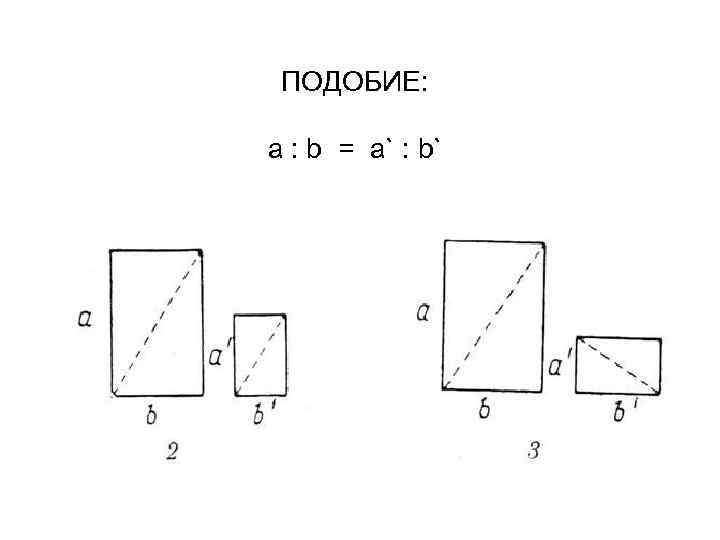 ПОДОБИЕ: a : b = a` : b` 