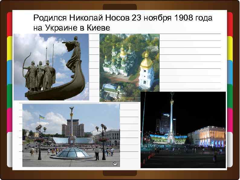 Родился Николай Носов 23 ноября 1908 года на Украине в Киеве 