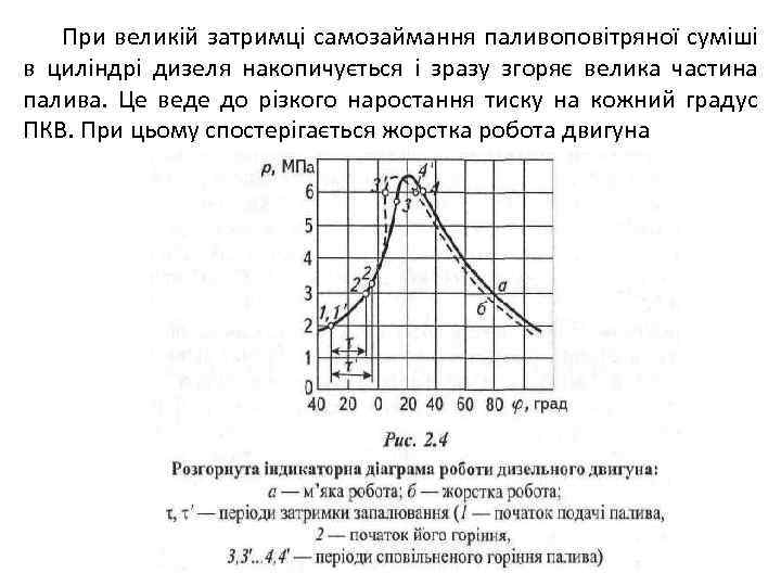 При великій затримці самозаймання паливоповітряної суміші в циліндрі дизеля накопичується і зразу згоряє велика