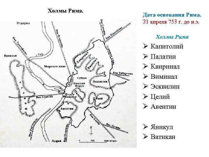 Холмы Рима. Дата основания Рима. 21 апреля 753 г. до н. э. Холмы Рима