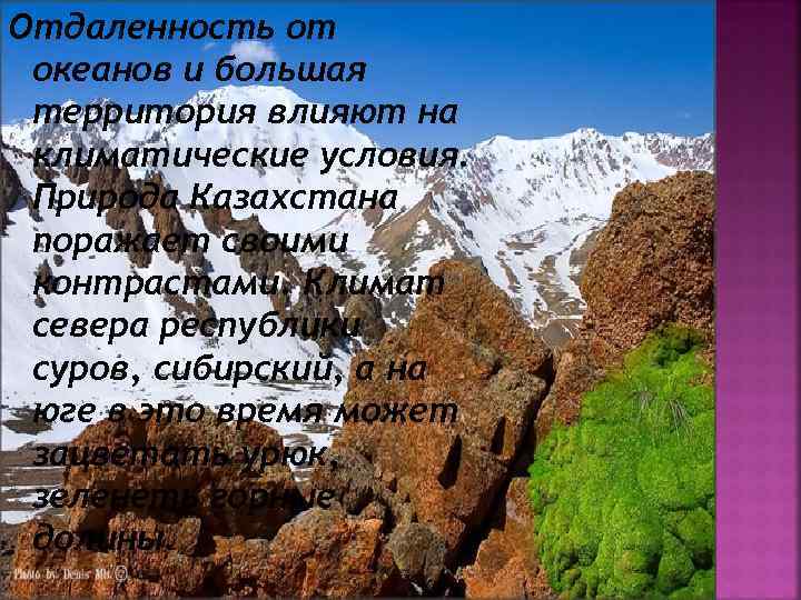 Отдаленность от океанов и большая территория влияют на климатические условия. Природа Казахстана поражает своими