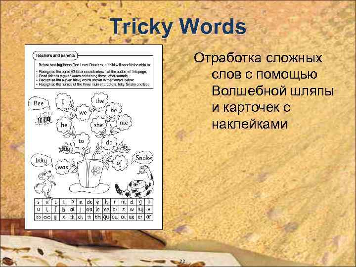 Tricky Words Отработка сложных слов с помощью Волшебной шляпы и карточек с наклейками 22