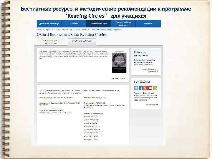 Бесплатные ресурсы и методические рекомендации к программе ‘Reading Circles” для учащихся 