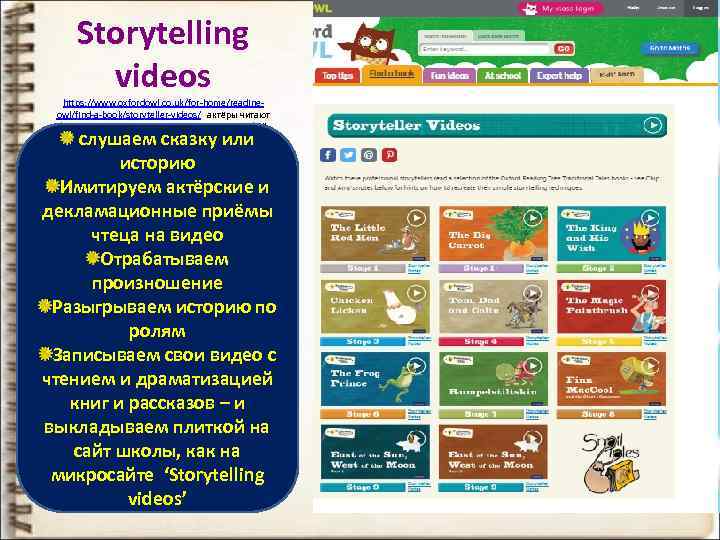 Storytelling videos https: //www. oxfordowl. co. uk/for-home/readingowl/find-a-book/storyteller-videos/ актёры читают для детей- руководство к действию