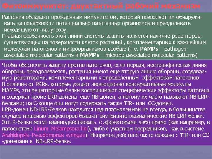 Фитоиммунитет: двухтактный рабочий механизм Растения обладают врожденным иммунитетом, который позволяет им обнаруживать на поверхности