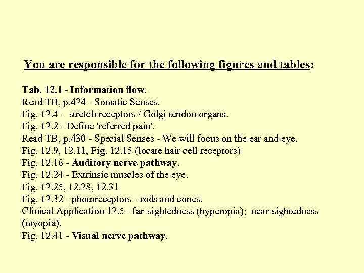  You are responsible for the following figures and tables: Tab. 12. 1 -