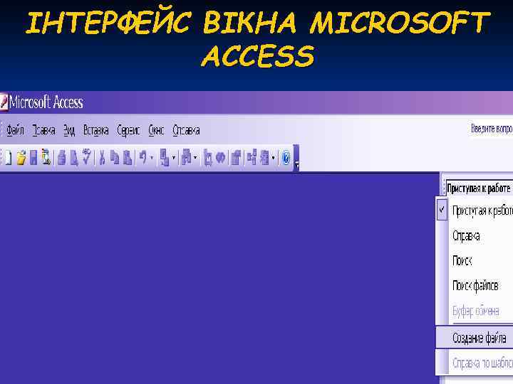 ІНТЕРФЕЙС ВІКНА MICROSOFT ACCESS 