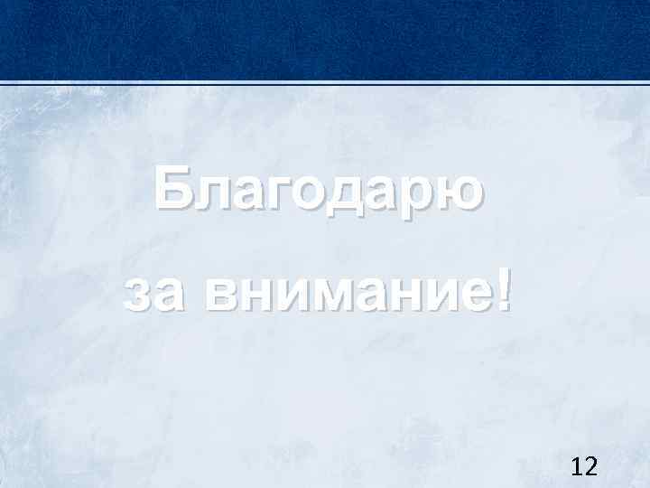 Благодарю за внимание! 12 