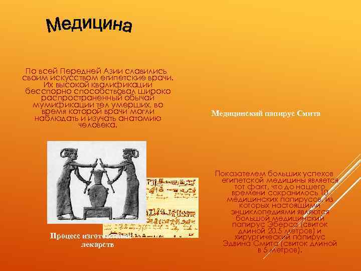 По всей Передней Азии славились своим искусством египетские врачи. Их высокой квалификации бесспорно способствовал