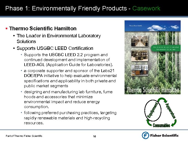 Phase 1: Environmentally Friendly Products - Casework § Thermo Scientific Hamilton • The Leader