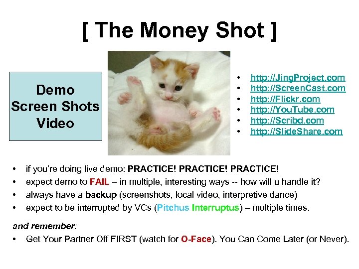 [ The Money Shot ] Demo Screen Shots Video • • • http: //Jing.