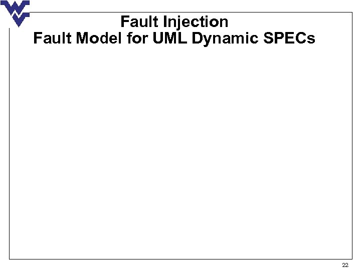 Fault Injection Fault Model for UML Dynamic SPECs 22 