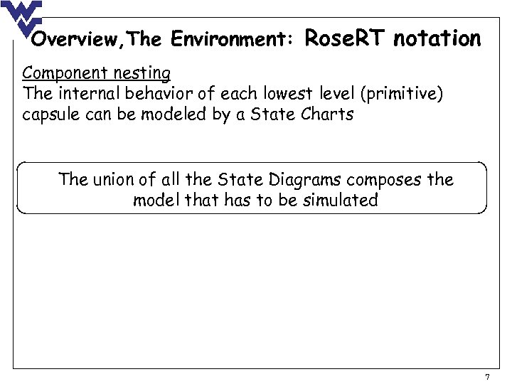 Overview, The Environment: Rose. RT notation Component nesting The internal behavior of each lowest
