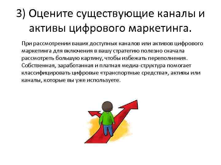 3) Оцените существующие каналы и активы цифрового маркетинга. При рассмотрении ваших доступных каналов или