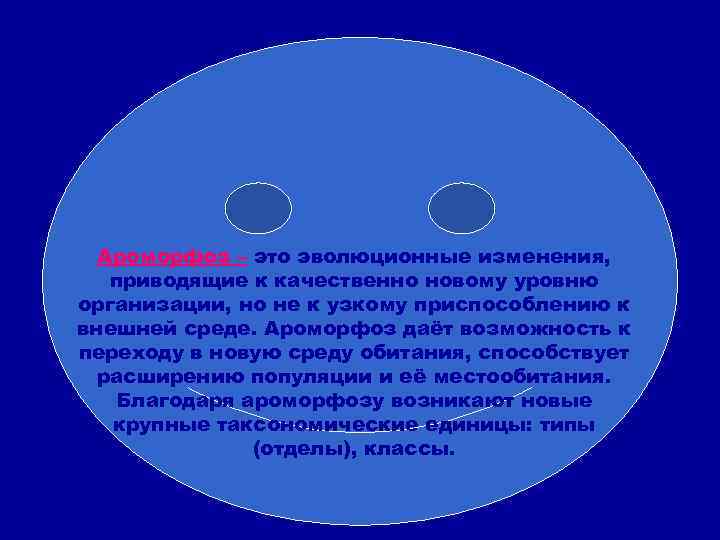 Ароморфоз – это эволюционные изменения, приводящие к качественно новому уровню организации, но не к