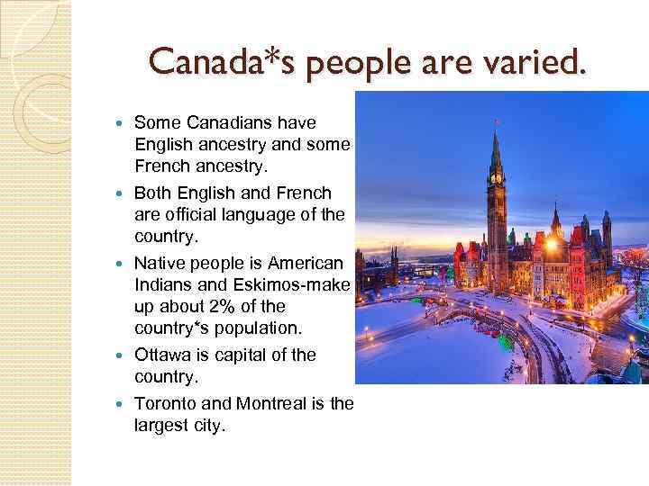 English-speaking countries Canada Australia New