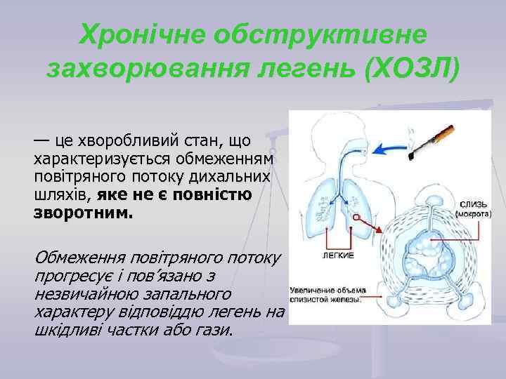 Хронічне обструктивне захворювання легень (ХОЗЛ) — це хворобливий стан, що характеризується обмеженням повітряного потоку