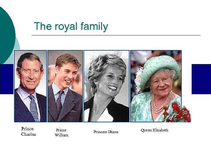 The royal family Prince Charles Prince William Princess Diana Queen Elizabeth 