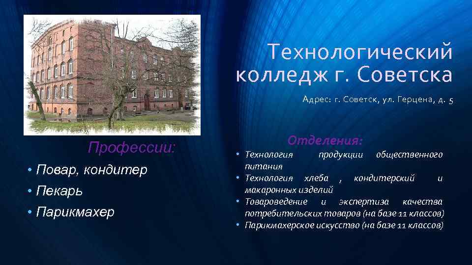 Технологический колледж специальности после 9