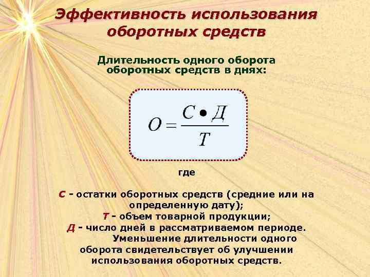 Интенсивность использования оборотных средств