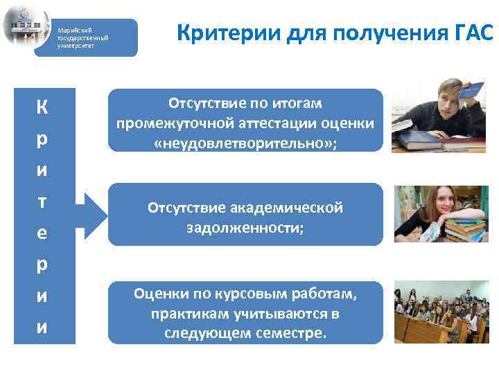 Марийский государственный университет К р и т е р и и Критерии для получения