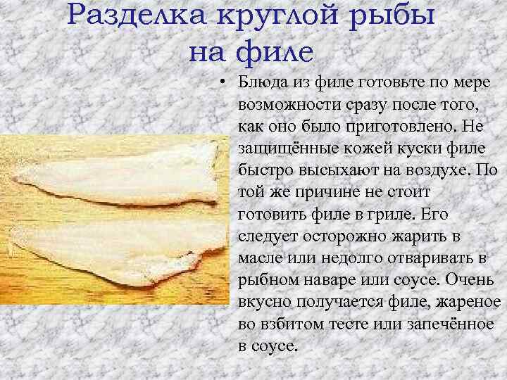 Разделка круглой рыбы на филе • Блюда из филе готовьте по мере возможности сразу