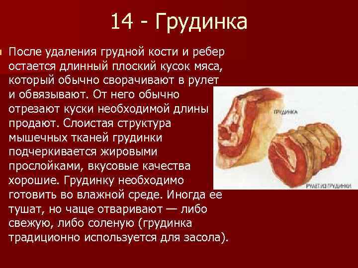 n 14 - Грудинка После удаления грудной кости и ребер остается длинный плоский кусок