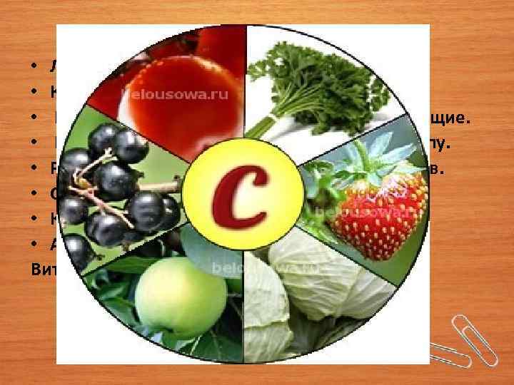 ВИТАМИН С • Легкое образование синяков. • Кровоточащие десны. • Порезы, язвочки и раны