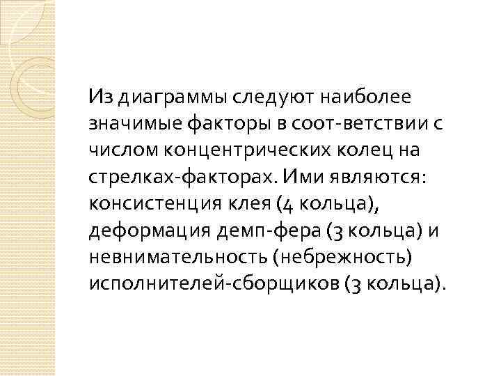 Из диаграммы следуют наиболее значимые факторы в соот ветствии с числом концентрических колец на