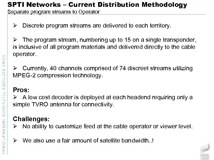 SPTI Networks – Current Distribution Methodology Separate program streams to Operator Ø Discrete program