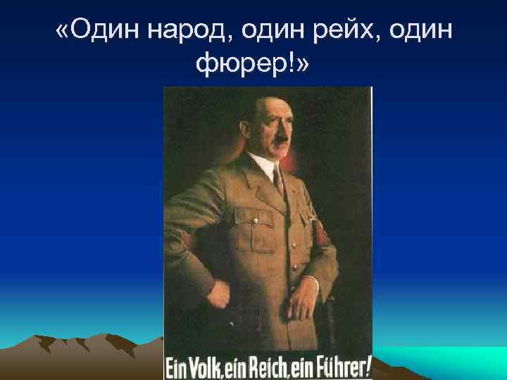  «Один народ, один рейх, один фюрер!» 