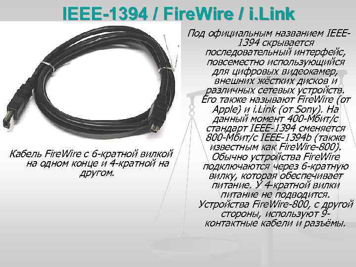 IEEE-1394 / Fire. Wire / i. Link Кабель Fire. Wire с 6 -кратной вилкой
