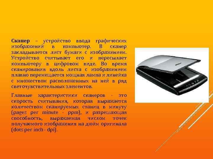 Сканер это устройство для изображения текстовой и графической информации