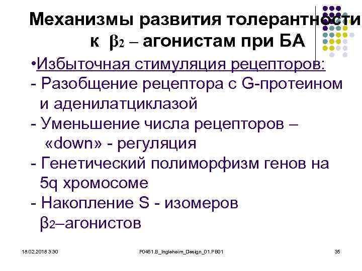 Механизмы развития толерантности к β 2 – агонистам при БА • Избыточная стимуляция рецепторов: