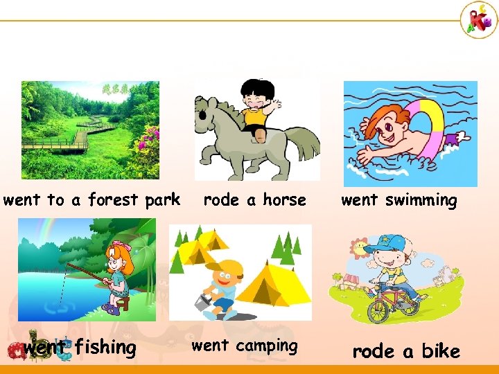 went to a forest park went fishing rode a horse went camping went swimming