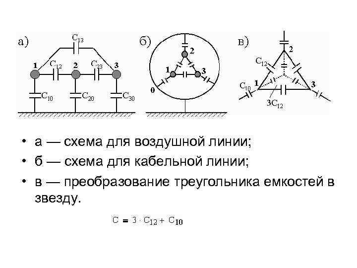  • а — схема для воздушной линии; • б — схема для кабельной