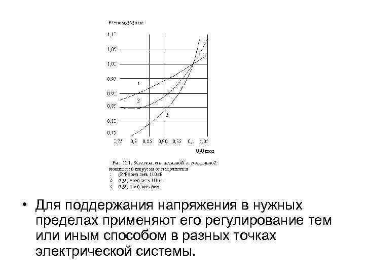  • Для поддержания напряжения в нужных пределах применяют его регулирование тем или иным