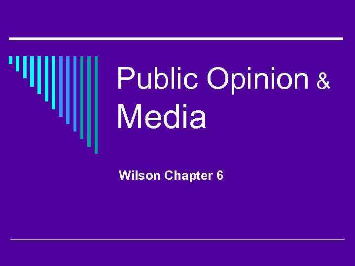 Public Opinion & Media Wilson Chapter 6 