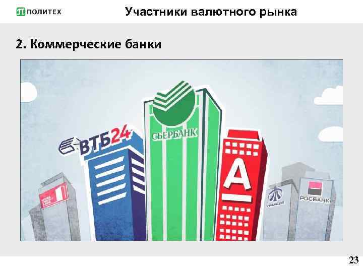 Участники валютного рынка 2. Коммерческие банки 23 